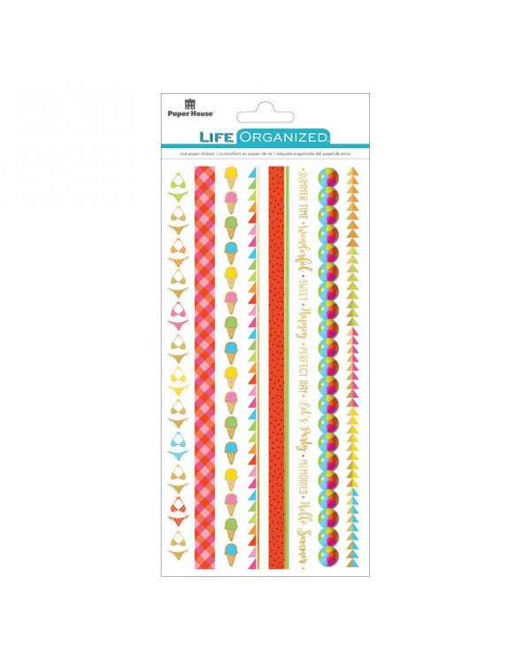 STICKERS RICE PAPER STRIPS SUMMER FUN LIFE ORGANIZED PAPER HOUSE