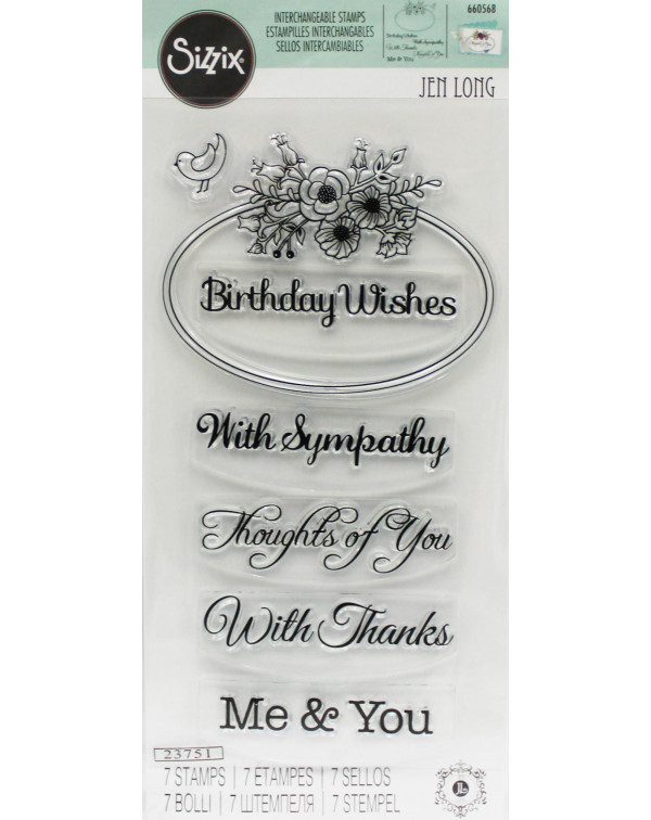 SIZZIX INTERCHANGABLE STAMPS FLOWER LABEL W/PHRASES 660568