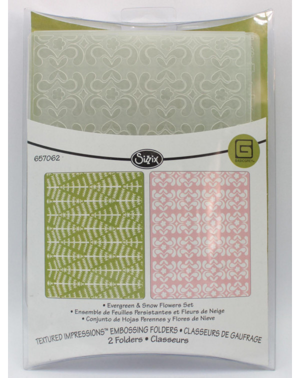 SIZZIX TEXTURED IMPRESSIONS EVERGREEN & SNOW FLOWERS SET 657062