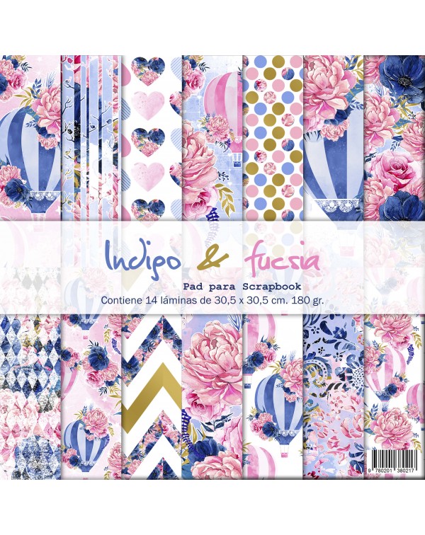 PAD DE PAPELES 12"x12" INDIGO Y FUCSIA