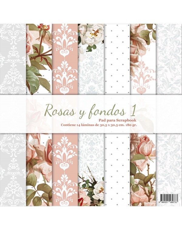 PAD DE PAPELES 12"x12" ROSAS Y FONDOS 1