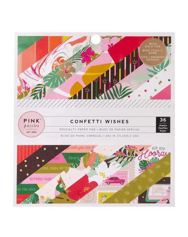 PAD DE PAPELES 6X6" CONFETTI WISHES PINK PAISLEE