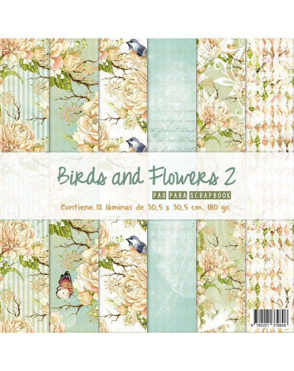 PAD DE PAPELES 12"x12" BIRDS & FLOWERS 2