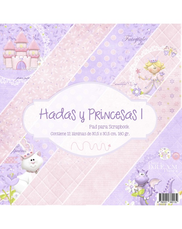 PAD DE PAPELES 12"x12" HADAS Y PRINCESAS 1