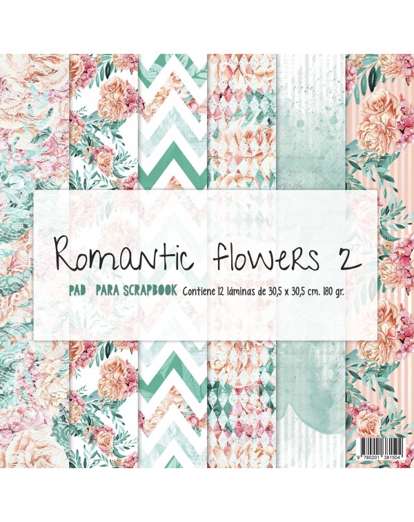 PAD DE PAPELES 12"x12" ROMANTIC FLOWERS 2