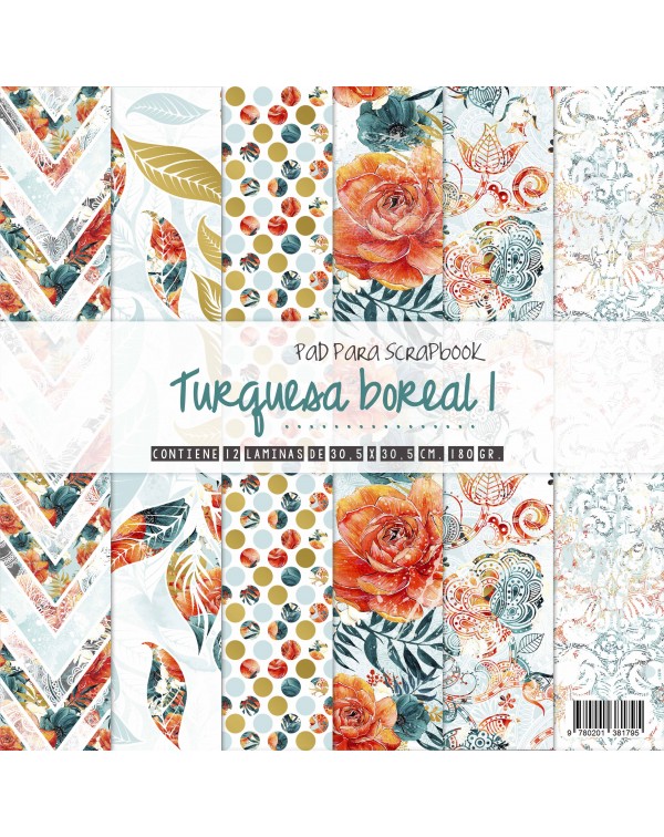 PAD DE PAPELES 12"x12" TURQUESA BOREAL 1