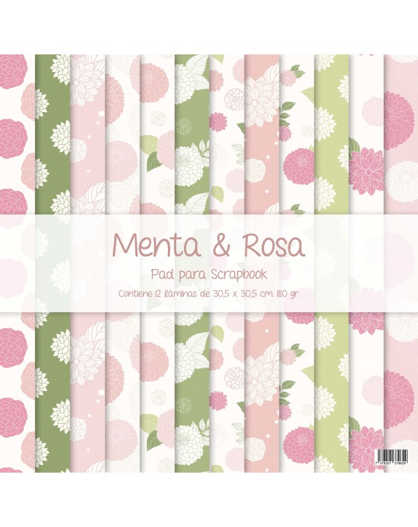 PAD DE PAPELES 12"x12" MENTA Y ROSA