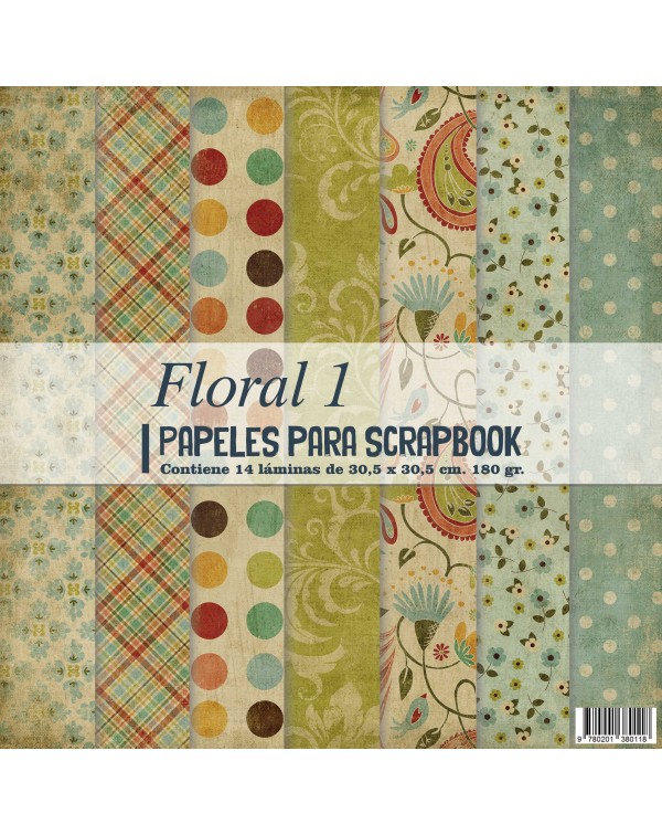 PAD DE PAPELES 12"x12" FLORAL 1