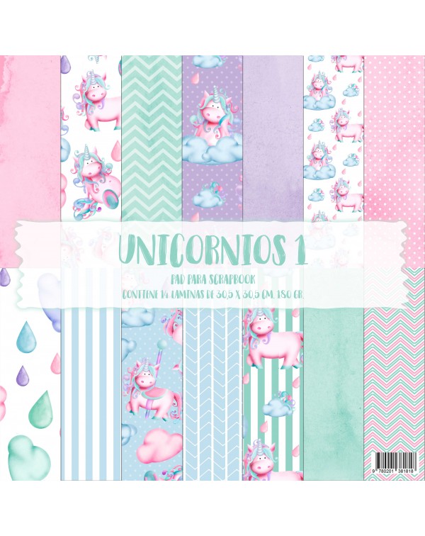 PAD DE PAPELES 12"x12" UNICORNIOS 1