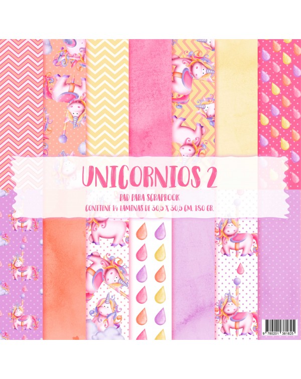 PAD DE PAPELES 12"x12" UNICORNIOS 2