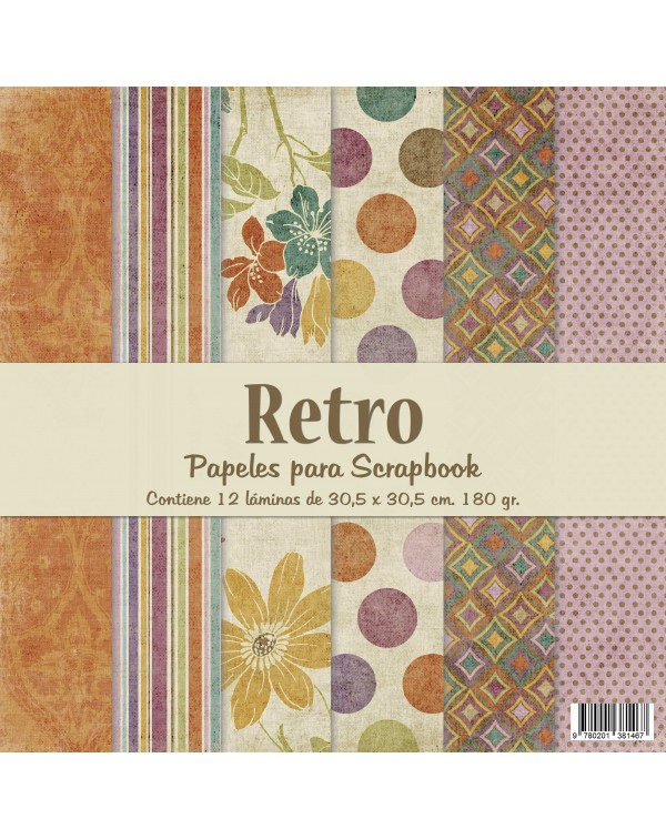 PAD DE PAPELES 12"x12" RETRO