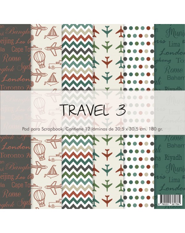 PAD DE PAPELES 12"x12" TRAVEL 3