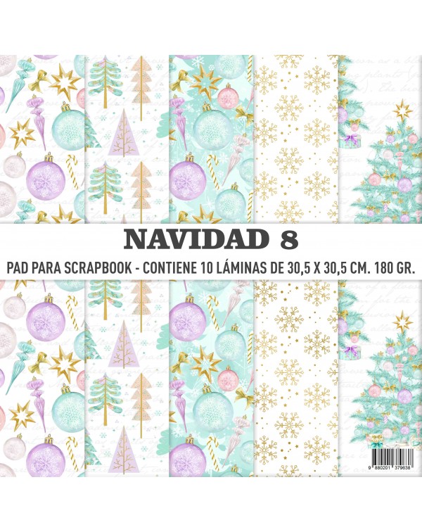 PAD DE PAPELES 12" x 12" NAVIDAD 8