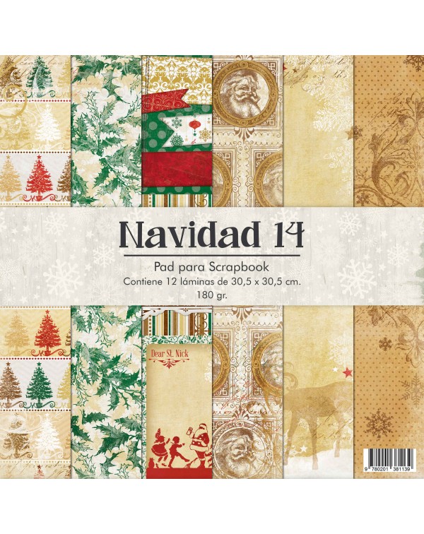 PAD DE PAPELES 12" x 12" NAVIDAD 14