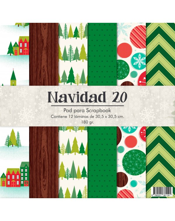 PAD DE PAPELES 12" x 12" NAVIDAD 20