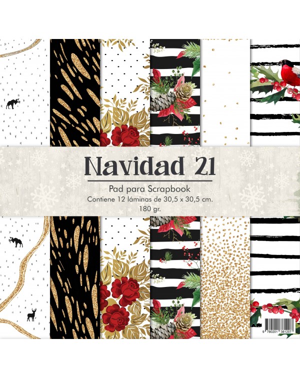 PAD DE PAPELES 12" x 12" NAVIDAD 21