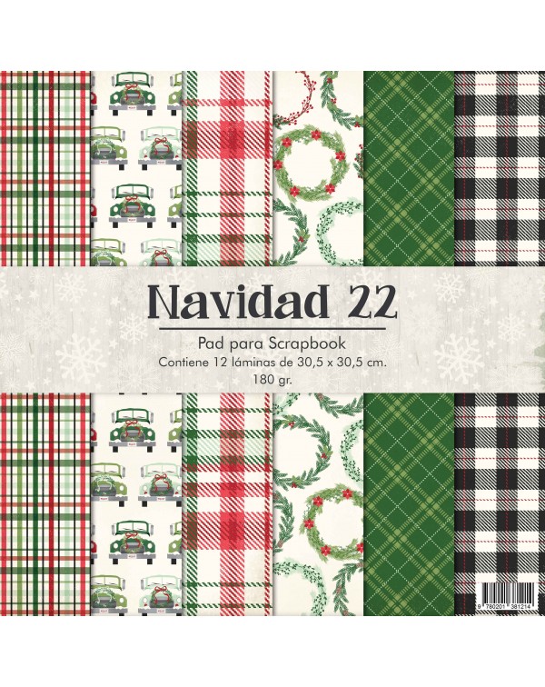 PAD DE PAPELES 12" x 12" NAVIDAD 22