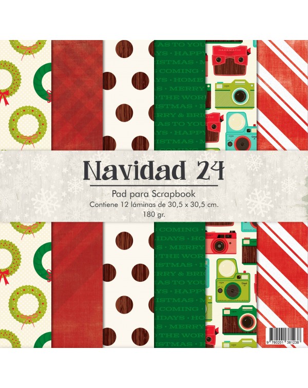 PAD DE PAPELES 12" x 12" NAVIDAD 24