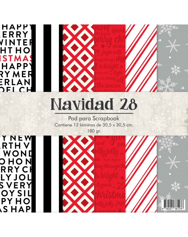 PAD DE PAPELES 12" x 12" NAVIDAD 28