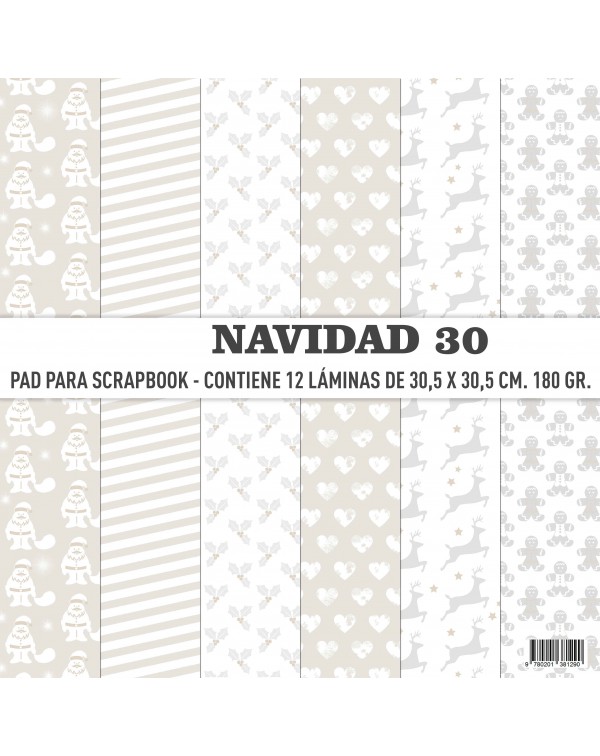 PAD DE PAPELES 12" x 12" NAVIDAD 30