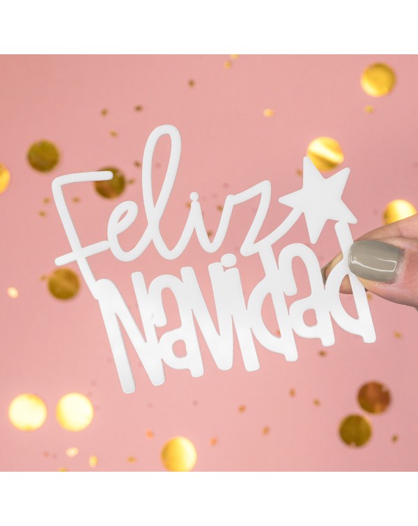 METACRILATO BLANCO FELIZ NAVIDAD ARTESANA TALLER