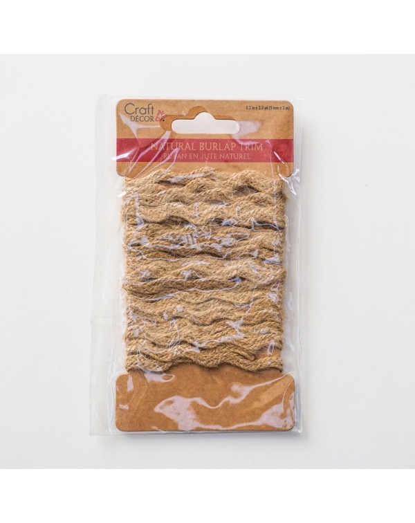 CINTA DE YUTE NATURAL BURLAP TRIM 5MM WAVE CRAFT DECOR