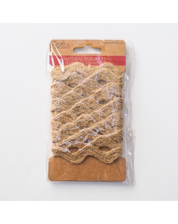 CINTA DE YUTE NATURAL BURLAP TRIM 10MM WAVE CRAFT DECOR