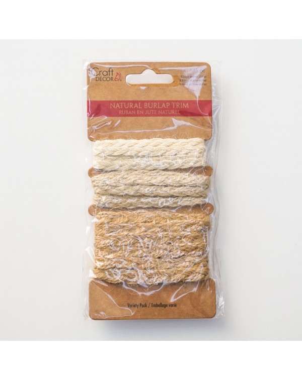 CINTA DE YUTE NATURAL BURLAP TRIM BRAIDED TRIMS CRAFT DECOR