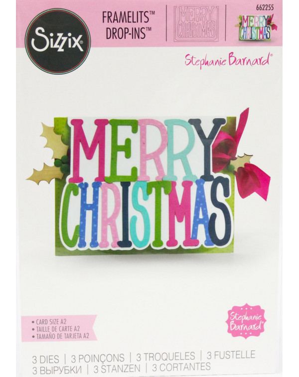 TROQUEL FRAMELITS DROP-INS CARD MERRY CHRISTMAS DROP-INS SIZZIX