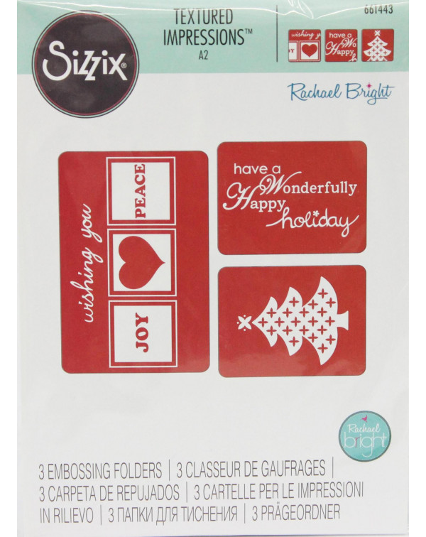 SIZZIX TEXTURED IMPRESSIONS HAPPY HOLIDAYS SET 661443