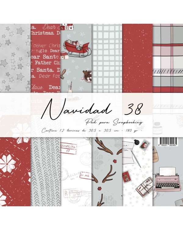 PAD DE PAPELES 12" x 12" NAVIDAD 38