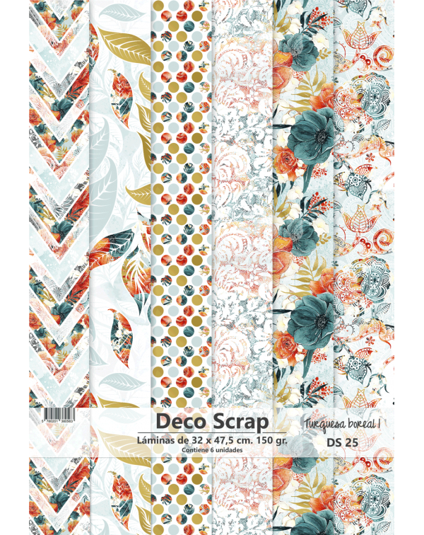 PAD DE PAPELES DECOSCRAP TURQUESA BOREAL 1 DS25