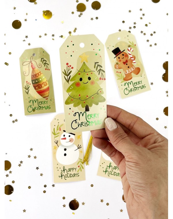 TAGS NAVIDEÑOS X 5 U ARTESANA TALLER