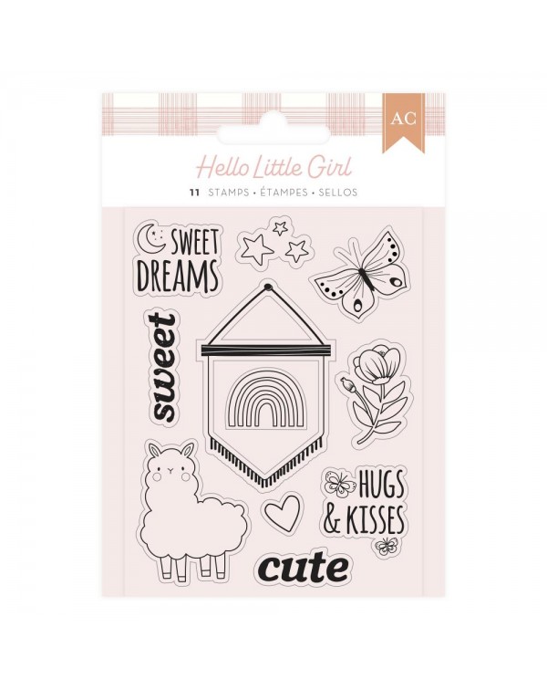 SET MINI STAMPS HELLO LITTLE GIRL AMERICAN CRAFTS