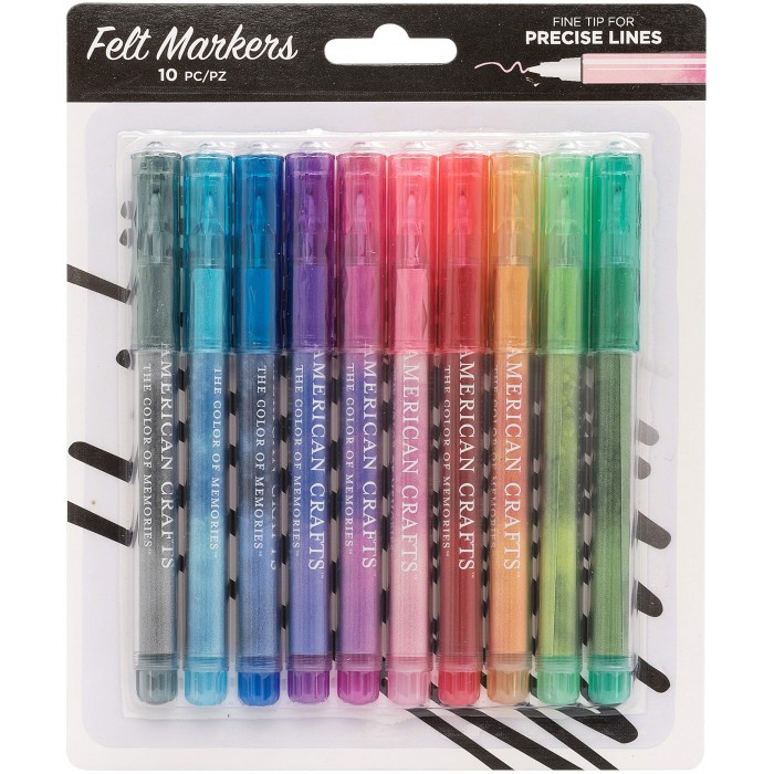 FELT MARKERS FINE TIPS 10 PCS AMERICAN CRAFTS