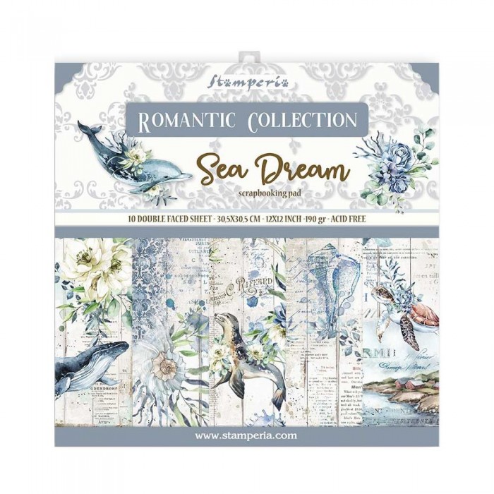 PAD DE PAPELES ROMANTIC SEA DREAM DOBLE FAZ 12X12 10 PKG STAMPERIA