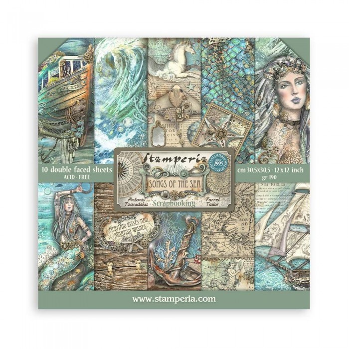 STAMPERIA PAPER PAD SONGS SEA 12X12