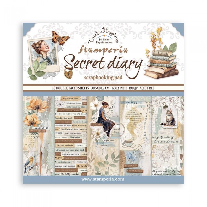 PAPER PAD SECRET DIARY 12X12 STAMPERIA