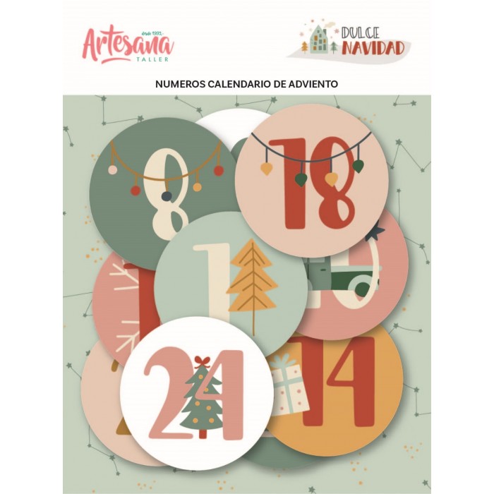 DIE CUTS NUMEROS CALENDARIO DE ADVIENTO DULCE NAVIDAD ARTESANA TALLER