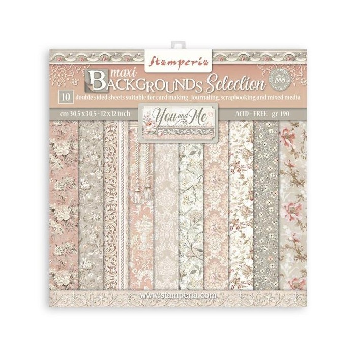 PAD DE PAPELES YOU AND ME BACKGROUNDS DOBLE FAZ 12X12 10 PKG STAMPERIA