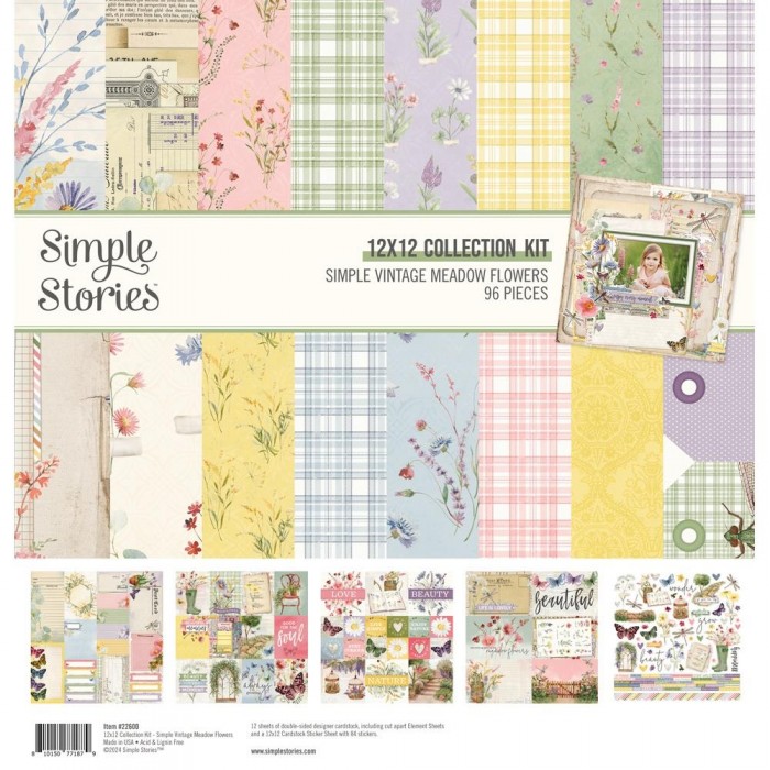 PAD DE PAPELES DOBLE FAZ SIMPLE VINTAGE MEADOW FLOWERS SIMPLE STORIES