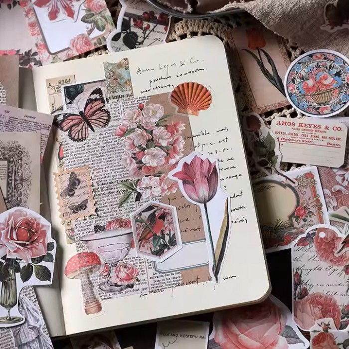 DIE CUTS AUTOADHESIVOS Y RECORTES DE PAPEL  FLORAL EN ROSA