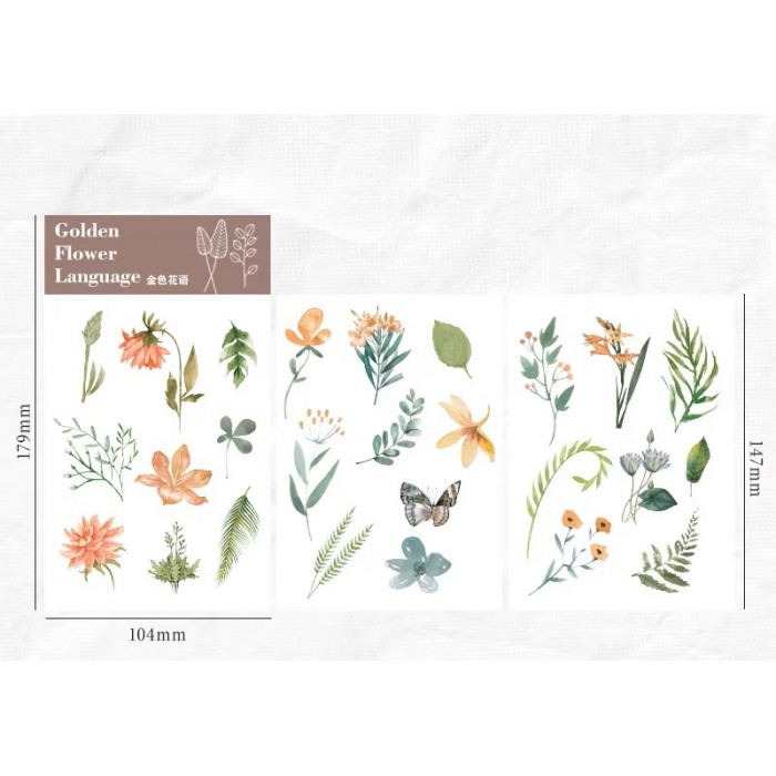 PLANCHA AUTOADHESIVA WASHI TAPE GOLDEN FLOWER LANGUAGE