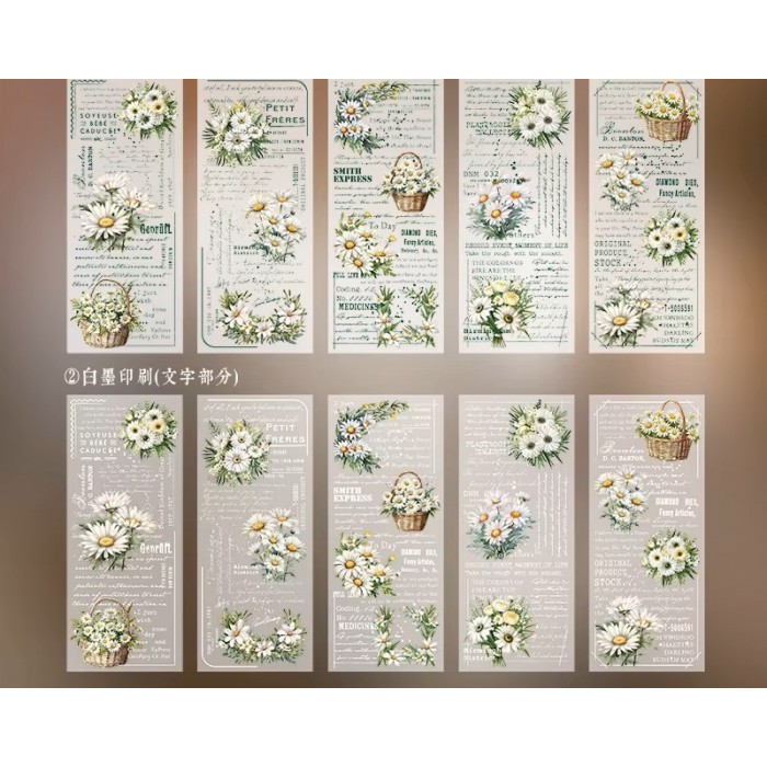 VELLUM IMPRESO MARGARITAS FLORAL CHARM