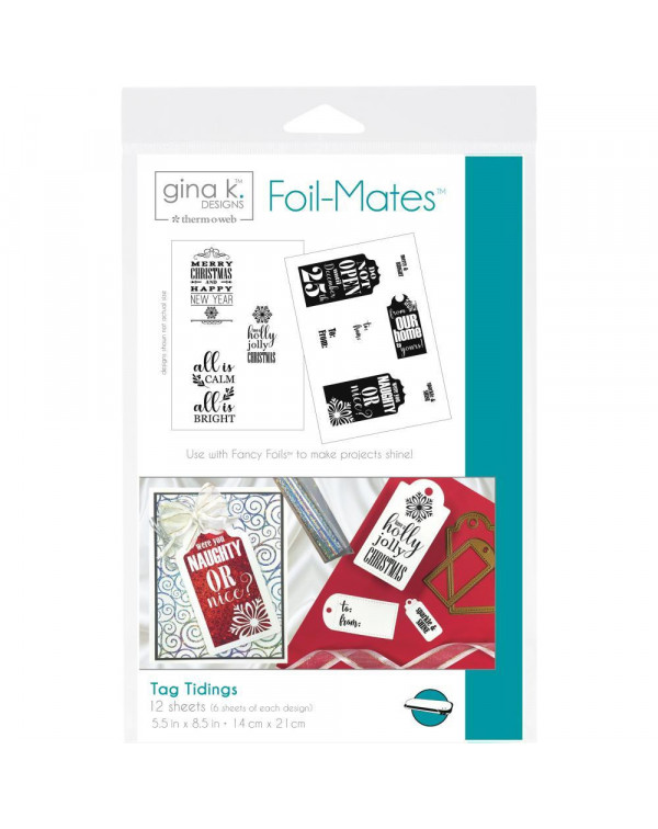 KIT DE 12 HOJAS CON DISEÑO PARA FOIL TAGS NAVIDAD GINA K