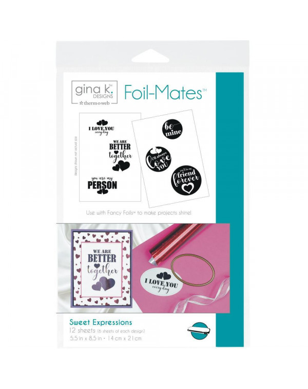 KIT DE 12 HOJAS CON DISEÑO PARA FOIL SENTIMIENTOS DULCES GINA K