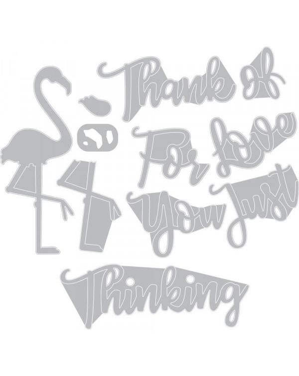 TROQUEL THINLITS PHRASES, THANK YOU & FLAMINGO SIZZIX