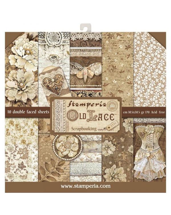 PAD DE PAPELES OLD LACE DOBLE FAZ 12X12 10PKG STAMPERIA