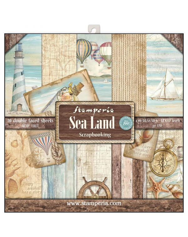 STAMPERIA SEA LAND 10 DOUBLE FACED SHEETS 170GR SKU BBL37