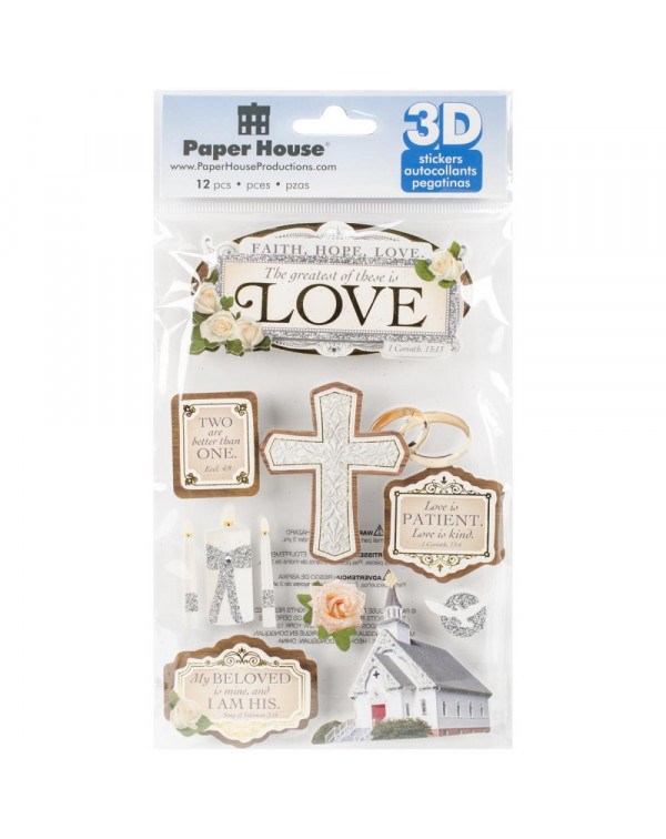 STICKERS 3D FAITH HOPE LOVE PAPER HOUSE